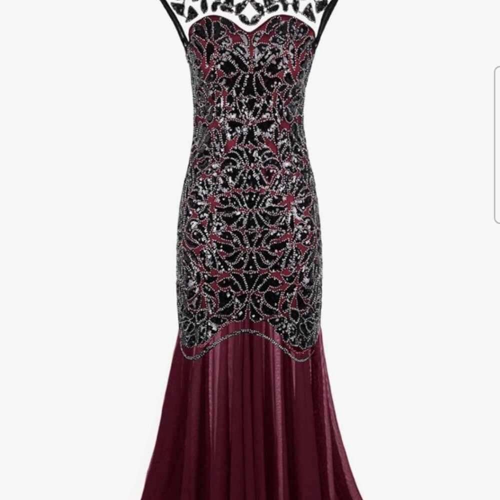 Pretty Guide Women's 1920's Sequin Gatsby Long Evening Gown| Prom Dress | Large - Picture 6 of 6